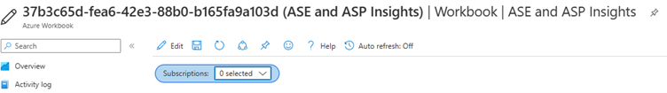 Screenshot showing the subscription selection for the Azure workbook
